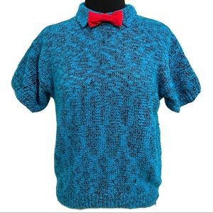 Vintage Knit Sweater with Bow tie